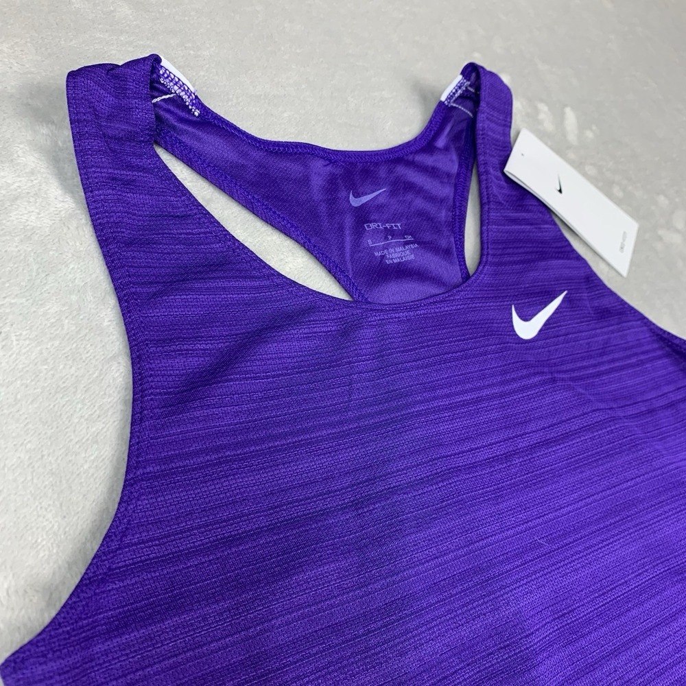New Nike Dri Fit Tank Top Women's Small Purple Running Singlet Polyester CV2804